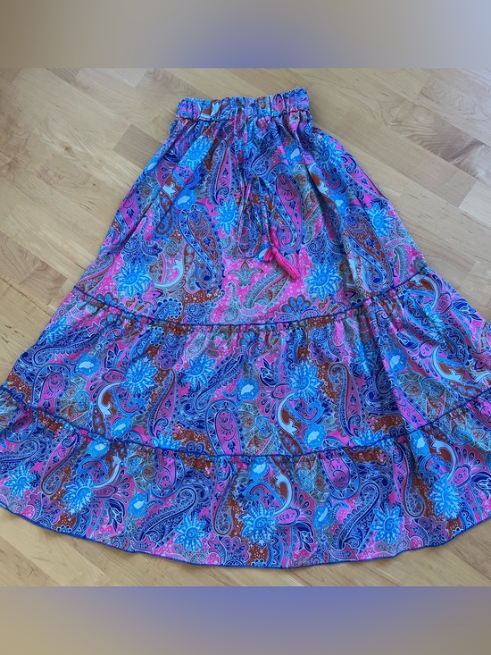 Dresses & Skirts - Women's Pink & Blue Paisley Tiered Maxi Skirt
